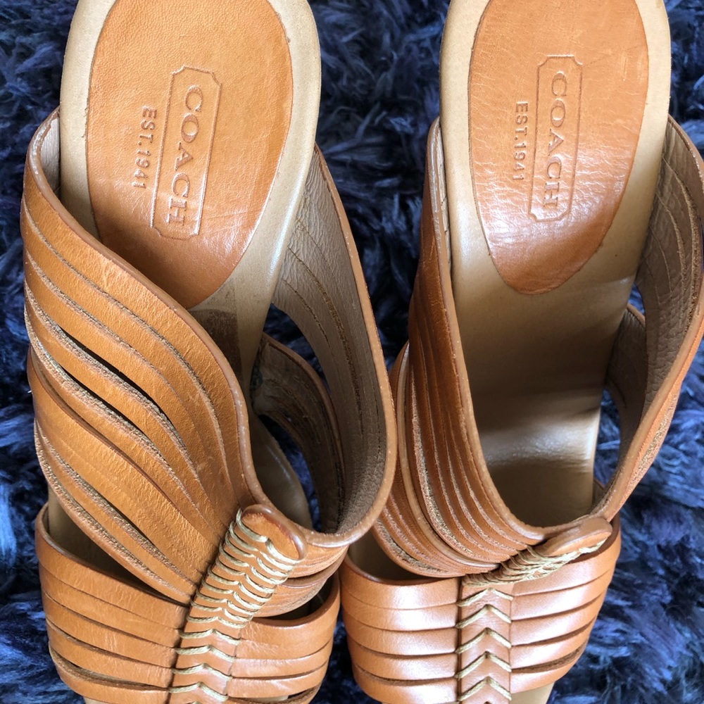 COACH Tan Leather Wedge
